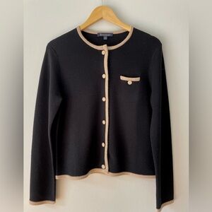 Brooks Brothers black 100% wool cardigan lady jacket size L